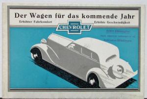 1934 Chevrolet German Text Sales Folder Coupe Phaeton Sedan Cabriolet Roadster