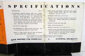 1935 REO Truck 1/2 Ton Sales Brochure & Specification Sheet