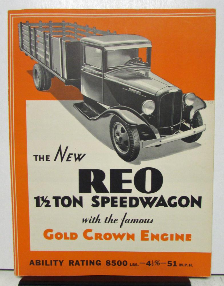1936 REO Speed Wagon Models 1B 1D Specification Sheet