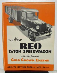 1936 REO Speed Wagon Models 1B 1D Specification Sheet