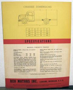 1940 REO Speed Wagon Model 23 Sales Brochure with Specifications