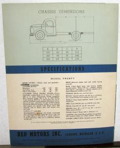 1940 REO Speed Wagon Model 20 Sales Brochure and Specifications
