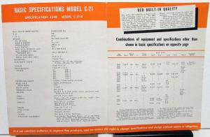 1948 REO Truck Model C-21 Specification Sheet Features a Dairy Truck