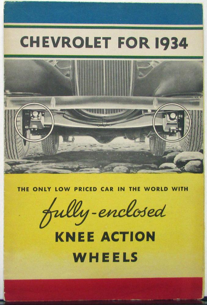 1934 Chevrolet Fully Enclosed Knee Action Wheels Sales Folder Original