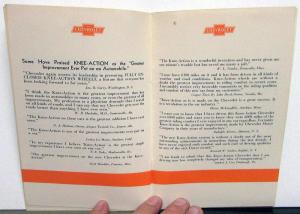 1934 Chevrolet Knee Action Testimonials Sales Brochure Original