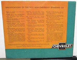 1935 Chevrolet Standard Six Coupe Coach Roadster Sedan Phaeton Sales Brochure
