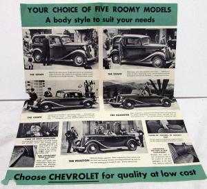 1935 Chevrolet Standard Six Sedan Coach Coupe Roadmaster Phaeton Sales Folder
