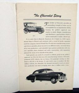 1950 Chevrolet Story Promotional Sales Brochure Original