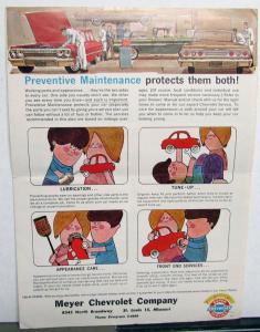 1963 1964 Chevrolet Preventive Maintenance Sales Folder Mailer & Political Chart