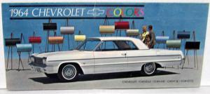 1964 Chevrolet Paint Chip Colors Solid & Two Tone Sales Folder Original