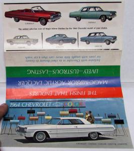1964 Chevrolet Paint Chip Colors Solid & Two Tone Sales Folder Original
