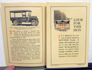 1917 Republic Motor Truck Model 9 10 11 A T & Dispatch Sales Folder Orig