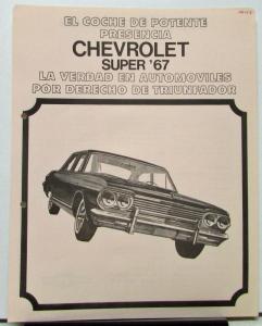 1967 Chevrolet Super Data Spec Sheet in SPANISH TEXT Original Chevy II ?
