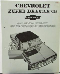 1967 Chevrolet Super Deluxe Data Spec Sheet in SPANISH TEXT Original Chevy II ?