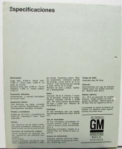 1967 Chevrolet Super Deluxe Data Spec Sheet in SPANISH TEXT Original Chevy II ?