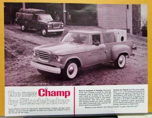 1960 Studebaker Truck Model Champ Specification Sheet
