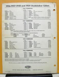 1960 Studebaker Truck Paint Chip Bulletin No 25