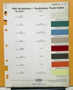 1961 Studebaker Truck Paint Chip Bulletin No 26