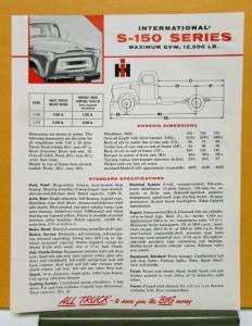 1955 International Harvester Truck Model S 150 Specification Sheet