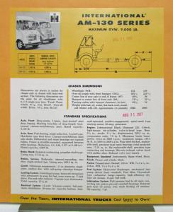1957 International Harvester Truck Model AM 130 Specification Sheet
