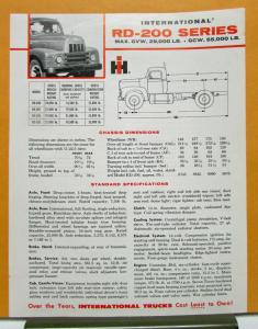 1958 International Harvester Truck Model RD 200 Specification Sheet