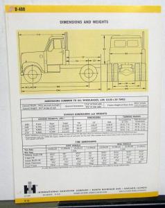 1966 International Harvester Truck Model D 400 Specification Sheet Folder