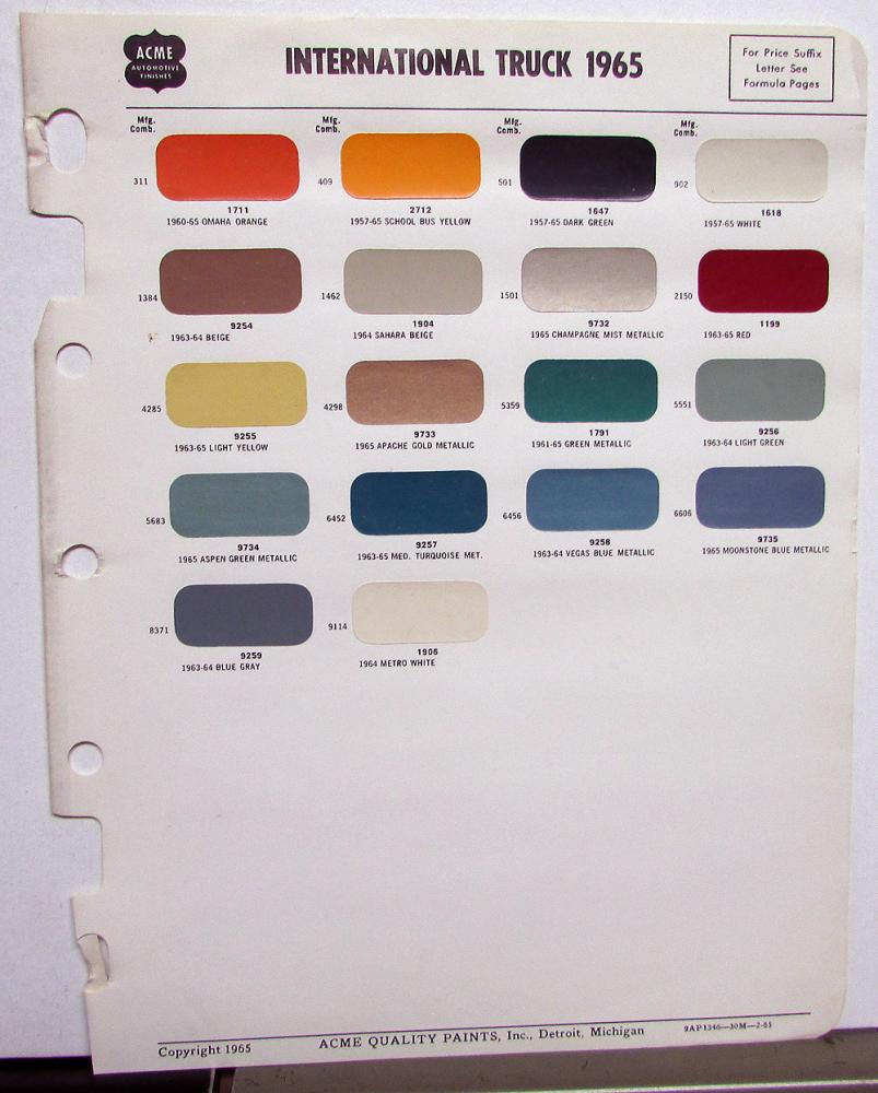 1965 International Harvester Truck Paint Chips By ACME