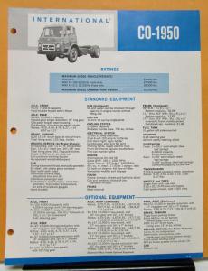 1966 International Harvester Truck Model CO 1950 Specification Sheet