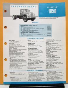 1969 1970 International IHC Loadstar Truck Model 1850 Specification Sheet