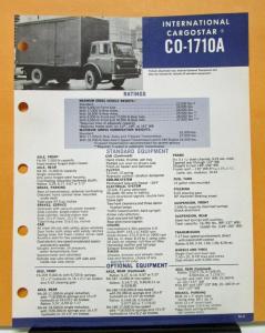 1969 1970 International IHC Cargostar Truck Model CO 1710A Specification Sheet