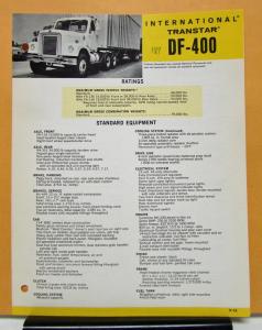 1970 1971 International Harvester Truck Model DF 400 Specification Sheet