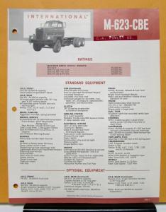 1965 1966 International Harvester Truck Model M 623 CBE Specification Sheet