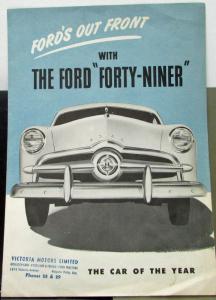 1949 Ford Custom Car Sales Folder CANADIAN Ontario Original