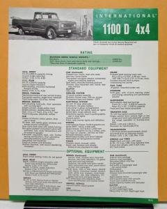 1971 1972 International Harvester Truck Model 1100 D 4x4 Specification Sheet