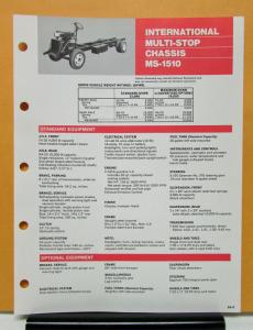 1975 International Harvester Truck Model MS 1510 Specification Sheet