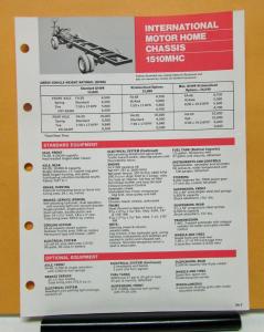 1975 International Harvester Truck Model 1510MHC Specification Sheet