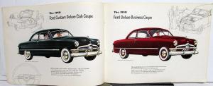 1950 Ford Six Deluxe & Custom Deluxe Sedan Coupe Sales Brochure Original