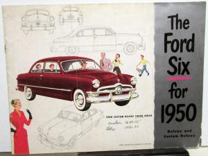 1950 Ford Six Deluxe & Custom Deluxe Sedan Coupe Sales Brochure Original