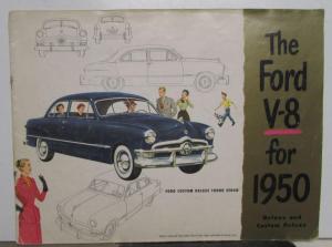 1950 Ford V8 Deluxe & Custom Deluxe Coupe Car Wagon Sedan Sales Brochure Orig