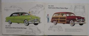 1950 Ford V8 Deluxe & Custom Deluxe Coupe Car Wagon Sedan Sales Brochure Orig