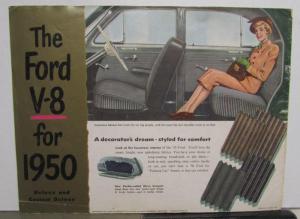 1950 Ford V8 Deluxe & Custom Deluxe Coupe Car Wagon Sedan Sales Brochure Orig