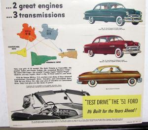 1951 Ford Car Fordomatic Drive Color Sales Folder XL Original