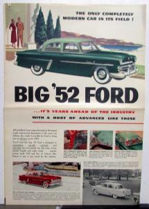 1952 Ford Mainline Customline Crestline Color Sales Folder XL Original