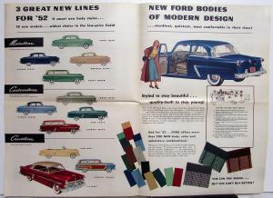 1952 Ford Mainline Customline Crestline Color Sales Folder XL Original