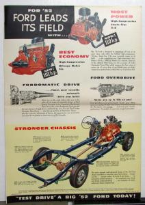 1952 Ford Mainline Customline Crestline Color Sales Folder XL Original
