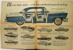 1956 Ford Full Line Car Newsprint Style Color Sales Folder Original