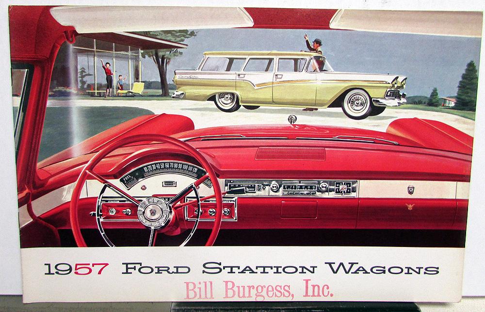1957 Ford Station Wagons Sales Brochure Country Squire Sedan Del Rio Ranch
