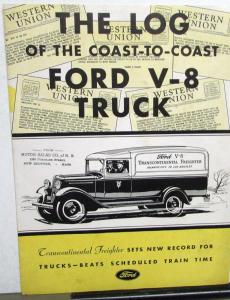 1933 Ford Truck Model V8 Panel Transcontinental Record Sales Folder Original