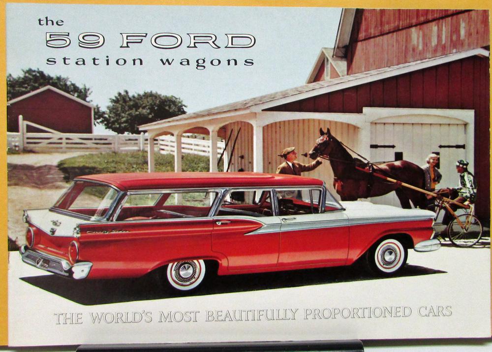 1959 Ford Country Sedan Squire Ranch Station Wagon Sales Brochure XL Rev 10 58