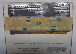 1968 Chevrolet Owner Protection Plan Impala/Caprice V8 Protect-O-Plate Booklet